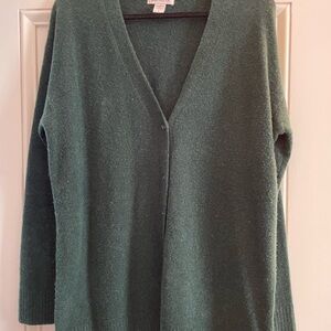 Athleta Forest Green Merino Wool Cardigan Sweater